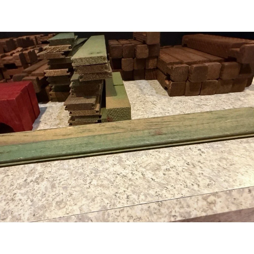 Vintage Lincoln Logs Huge Lot 216 Pieces Roof Slats Metal Clips Chimney